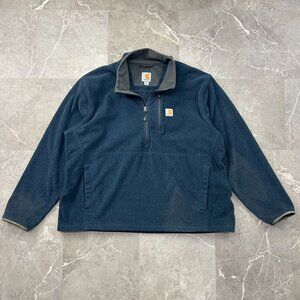 Carhartt Fleece Jacket Mens 2XL XXL 1/2 Zip Dalton Coat Workwear Blue Outdoors